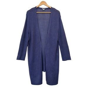 J Jill Long Length Duster Open Front Cardigan Womens XL Linen Blend Lagenlook